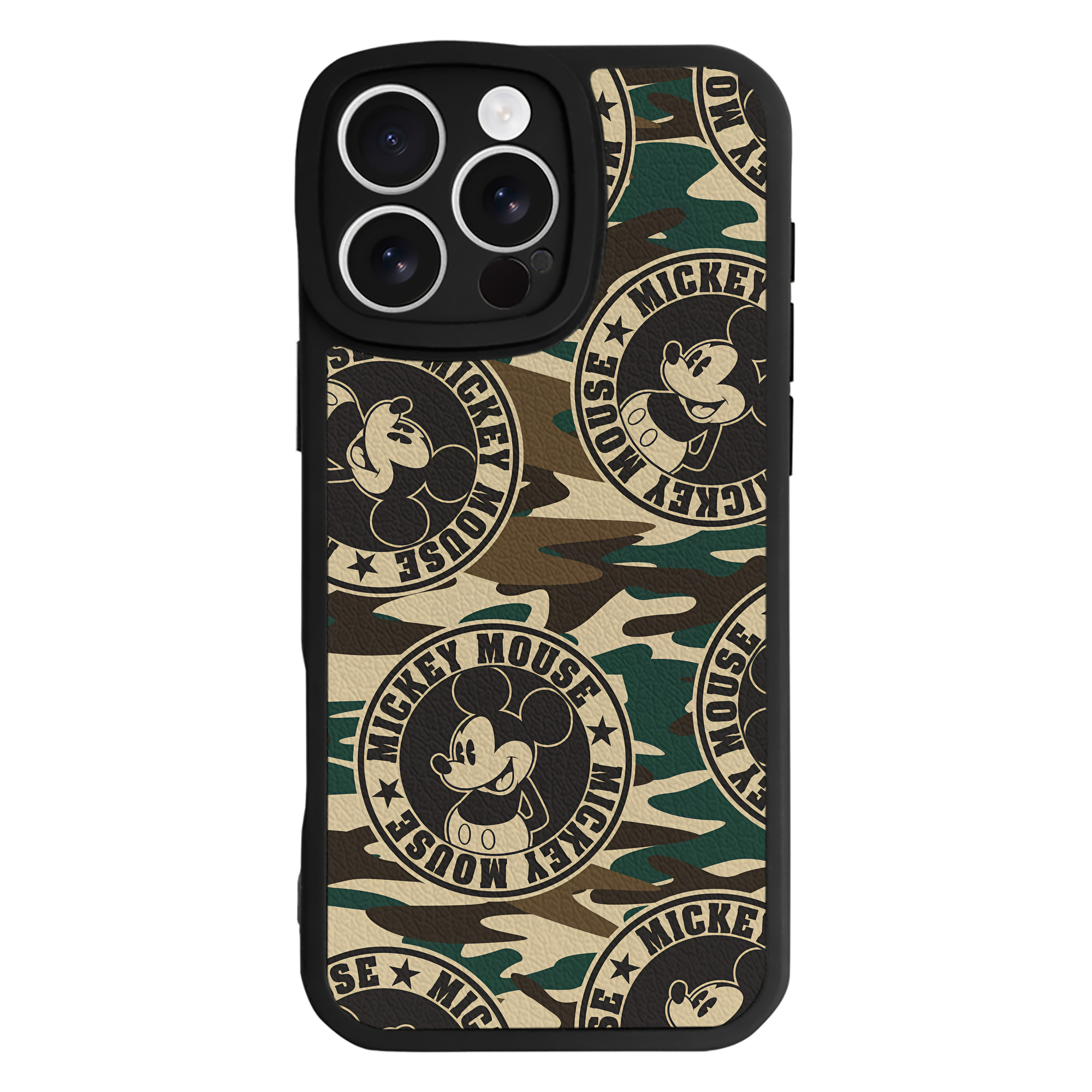 （画像用） ミッキーマウス Mickey Mouse 【iPhone 16シリーズ対応】シリコンスマホケース（レザー調） 材質：シリコン
